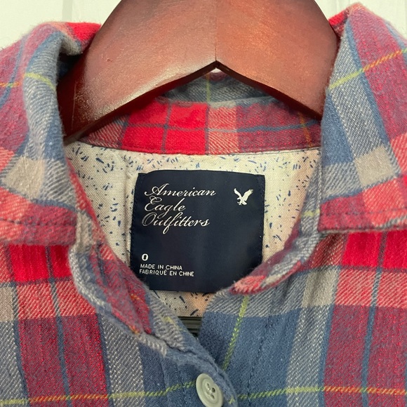Y2K AEO Bonfire Plaid Flannel Button Down Shirt - Picture 2 of 6